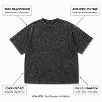 Camiseta Personalizada con Logotipo 3D en Relieve, Lavada con Ácido, de Algodón Grueso de 300 g/m², Estilo Vintage, Talla Grande, para Hombre