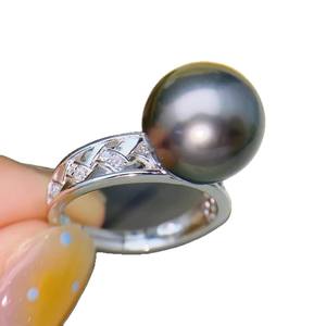10670 DIY <b>Pearl</b> Accessories S925 Silver <b>Ring</b> Stand with 6-7mm Round Beads Empty Stand Panda <b>Ring</b> - Product Image 5