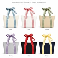 Sac fourre-tout en toile personnalisé avec logo imprimé, ruban et cordon, réutilisable, pour cadeaux, shopping, plage et fêtes