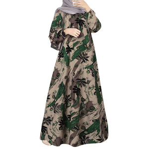 Nuevo Vestido Largo para Mujeres Musulmanas, Manga Larga, Cuello Redondo, Estampado, Holgado, Estilo Tradicional de Oriente Medio, Arabia Saudita, Malasia - Product Image 3