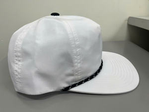 Men Custom White 5 Five 6 Six Panel Nylon Blank Classic Unstructured Rope Waterproof Snapback <b>Flat</b> Brim Bill Flatbill <b>Hats</b> <b>Caps</b> - Product Image 3