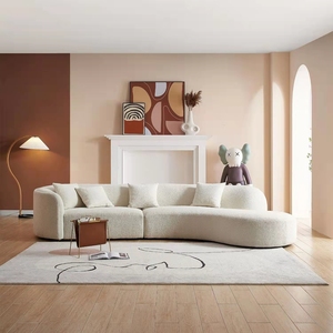 Set di divani componibili in velluto di lusso moderno nuovo Design arredamento per la casa confortevole curva Live Room mobili in legno - Product Image 5