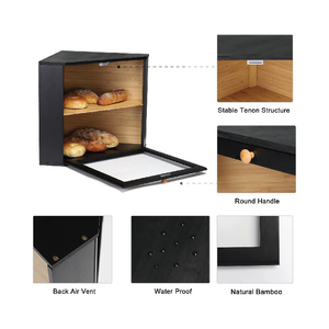 Boîte de rangement de <span class=keywords><strong>pain</strong></span> d'angle en bambou <span class=keywords><strong>à</strong></span> double couche de grande capacité en bois pour comptoir de cuisine - Product Image 3