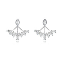Boucles d'oreilles clous fantaisie en argent 925, motif branche florale, moissanite marquise, fabrication artisanale, sans danger pour la peau, pour usage quotidien