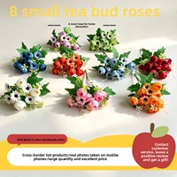 Petit bouquet de roses en tissu de soie, 5 tiges, 8 fleurs, fleurs artificielles pour la décoration de la maison, de l'hôtel, accessoires de photographie