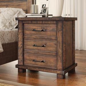 Three Drawer Reclaimed Solid Wood Farmhouse <strong>Nightstand</strong> - Product Image 4