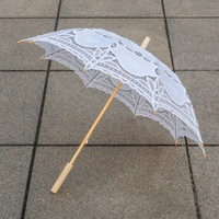 Parasol en dentelle de style européen, broderie décorative avec bordure en dentelle blanche, 80 cm, accessoire pour photographie, danse, mariage