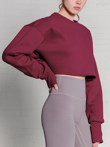 Wholesale Custom Logo <strong>Black</strong> Sexy Club Short <strong>Plain</strong> <strong>Hoodie</strong> Women'S Pullover Women Crop Top <strong>Hoodie</strong> - Product Image 3