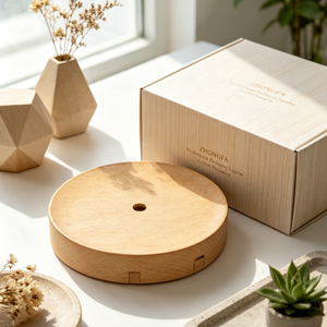 Base de lampe en bois de hêtre sur mesure, tournée et polie, couleur naturelle, support rond pour décoration intérieure, éclairage, OEM - Product Image 4