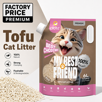 Litière pour chat en tofu blanc premium 6L, agglomération rapide, hautement absorbante, jetable aux toilettes, faible teneur en poussière, naturelle, biodégradable, contrôle des odeurs, sable pour chat