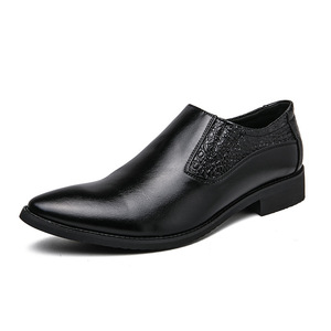 Men's <b>Pointed</b> Head Pattern Low-top Leather Shoes, Anti-slip Waterproof, <b>Light</b> and Breathable, Casual Office Wedding Dress Shoes - Product Image 2