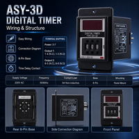 Minuteur numérique 3 chiffres ASY-3D 220V AC 5A 50/60Hz, contrôleur de temporisation à montage sur panneau 8 broches pour l'automatisation industrielle des fours