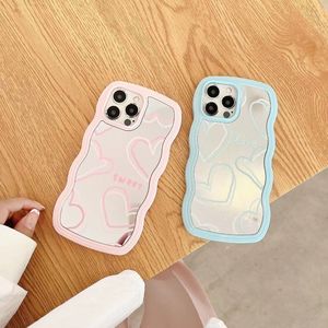 Custodia per iPhone con motivo a onde a cuore effetto specchio per iPhone 15 Pro Max, 16 Pro Max, 14, 13 e accessori per iPhone 17 Pro Max - Product Image 1