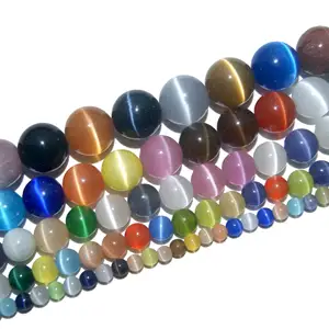 Bán buôn mịn Vòng trắng/hồng/xanh/vàng/xanh kính Opal Mèo Mắt Loose hạt cho DIY đồ trang sức