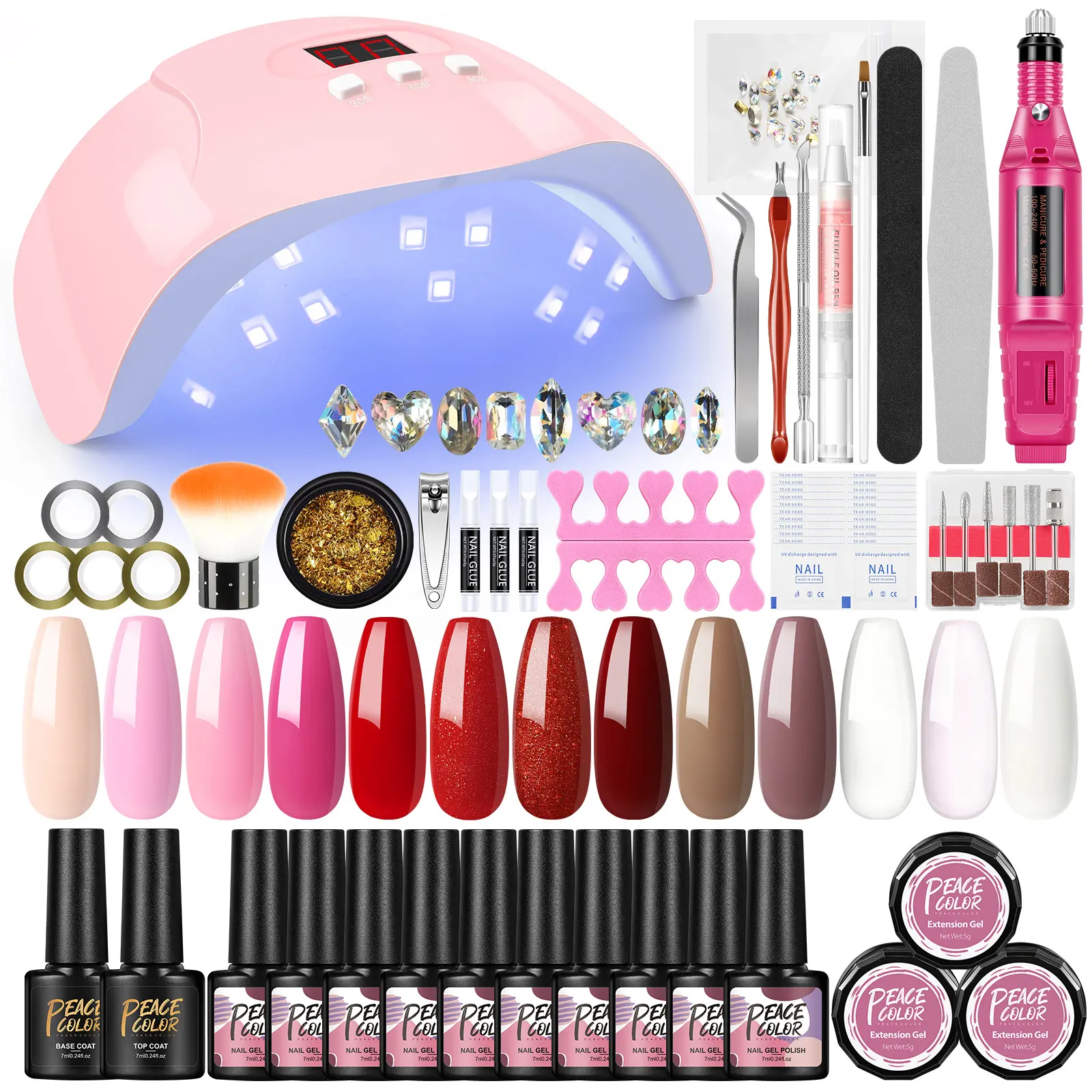 Bán buôn UV Nail Gel Kit Hot Bán ngâm tắt Gel Nail Kit với Nail phụ kiện salon chất lượng LED/UV đèn tất cả trong một bộ