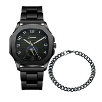 Jam tangan Stainless steel kasual pria, arloji bisnis Quartz gelang pesona mewah, jam tangan untuk pria