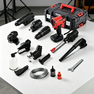 Ensemble d'outils professionnels sans fil L&P pour bricolage domestique avec perceuse à percussion, clé à chocs, marteau, meuleuse, tronçonneuse, souffleur, pistolet de lavage et mallette de transport rigide - Product Image 6