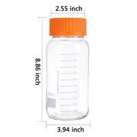 Bouteille de réactif en verre de laboratoire à large ouverture de 1 litre en gros, pot de stockage de milieu de 1000 ml avec bouchon à vis orange