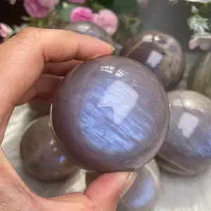 Lindo azul flash, pedra de cristal natural polida azul esfera bolas de cristal para decoração
