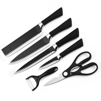 3-8In multifonctionnel en acier inoxydable noir gaufrage lame Chef revêtement antiadhésif couteau de cuisine ensemble 6 pièces OEM