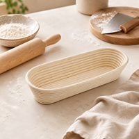 Banneton ovale pour levain, conception OEM avec logo personnalisé pour les marques de boulangerie en gros et l'emballage sous marque privée