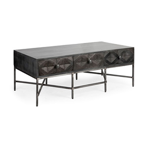 HMS 24 \ "tavolino in legno marrone con tre cassetti stile fattoria soggiorno mobili in resina materiale mobili per la casa - Product Image 2