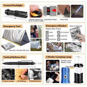 142 قطعة من معدات الطوارئ الاحترافية للسلامة مع سكين نجاة للتخييم والمشي لمسافات طويلة والصيد والمغامرات الخارجية - Product Image 4