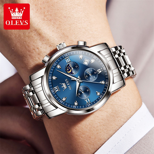 <span class=keywords><strong>OLEVS</strong></span>-Reloj deportivo de cuarzo para hombre, cronógrafo de lujo, de pulsera, de acero inoxidable, resistente al agua, novedad de 2858 - Product Image 4