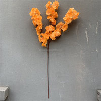 E-127 Vente en Gros Décoration Maison Mariage Embellissement Fleurs Artificielles Branches de Cerisier Fleur de Cerisier Artificielle en Soie Sakura Orange