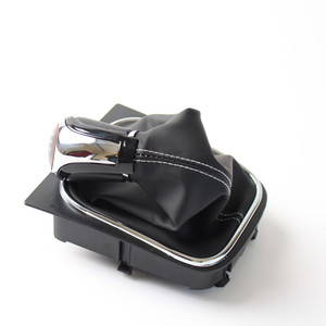 Housse de pommeau de levier de vitesse en cuir avec surpiqûres blanches pour Volkswagen Golf 5 6, protection du levier de vitesse pour boîte manuelle - Product Image 1