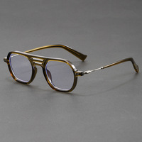 Nouvelles Lunettes Photochromiques Anti-Lumière Bleue Rétro à Monture Ronde pour Hommes, Double Pont, Tendance