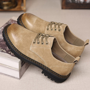 Men's Autumn <b>Head</b> Toe Lace-up Lightweight Solid PU Lining Rubber Outsole Korean Version Casual Retro Work British <b>Style</b> Trendy - Product Image 2