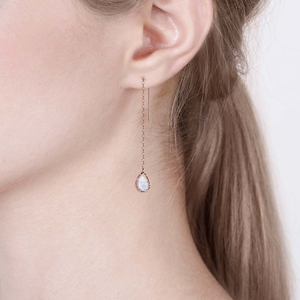 Pendientes de Piedra Lunar con Corte de Pera, Elegantes y Modernos, Chapados en Oro S925, Pendientes Únicos, Delicados y Sencillos - Product Image 4