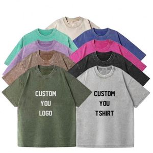 Custom Logo Acid Washed Vintage T Shirt Distressed Heavyweight Blank Oversized Tshirt 100% Cotton Heavy Weight for Men's T-Shirt - Product Image 3
