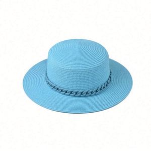 Outdoor Sun <b>Hat</b> Colorful Chain Large Brim <b>Flat</b> Cap Casual Fashion Hundred Straw <b>Hat</b> - Product Image 2