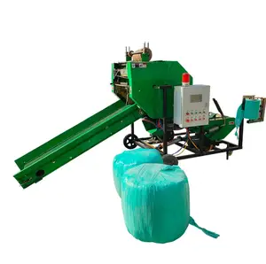 automatic bundling rotary envelop integrated machine/Diesel corn silage wrapping mini round hay baler machine for dairy farm