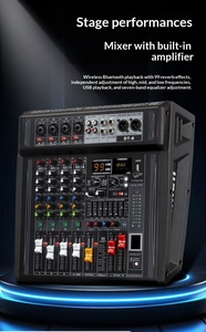 Mezclador de Audio Amplificado de 6 Canales con Amplificador Incorporado, USB, Bluetooth y Efectos para Actuaciones en Vivo, Conferencias, Sistemas de Sonido para Iglesias - Product Image 3