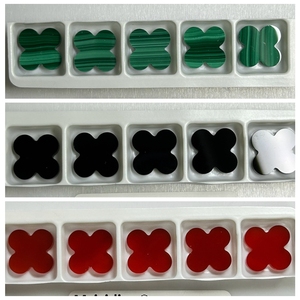 13x13x2mm Dubai Wholesale Natural Agate Shell Tiger Eyes Stone Malachite Clover Four Leaf Clover Stone For Jewelry Making - Product Image 3