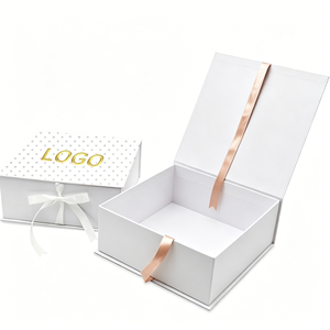 Luxury <b>Foldable</b> Magnetic Gift <b>Box</b> for Cosmetics Custom Printed Rigid Cardboard Paper Packaging Flat Shipping <b>Box</b> with Ribbon - Product Image 4