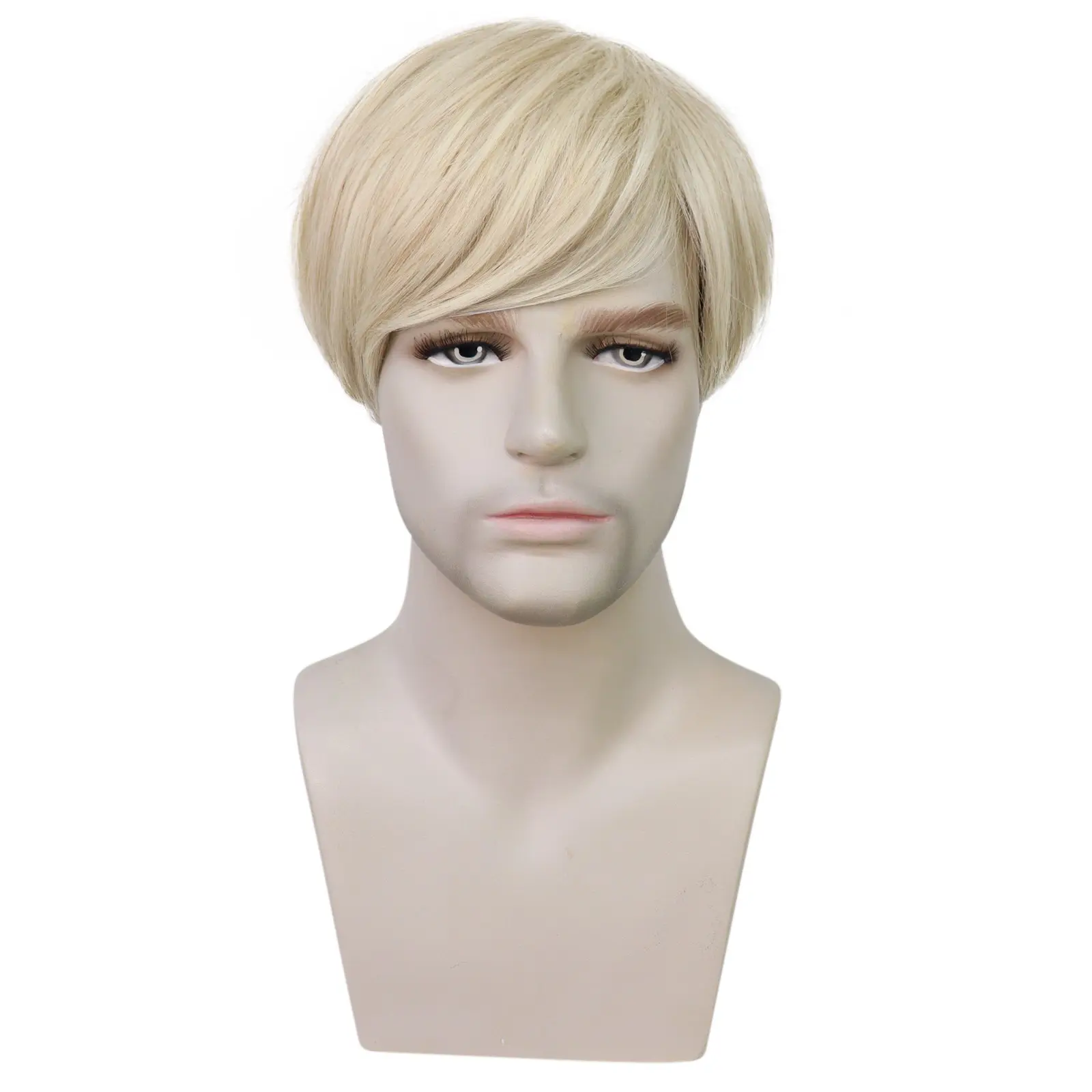 Anogol Short Men Wigs Fashion Hairstyle Blonde Synthetic Full Wigs for Male Daily Wear Heat Resistant