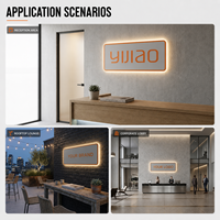 YIJIAO Boîte à lumière LED 3D double face en acier inoxydable et acrylique, enseigne publicitaire suspendue pour hôtel, magasin, intérieur
