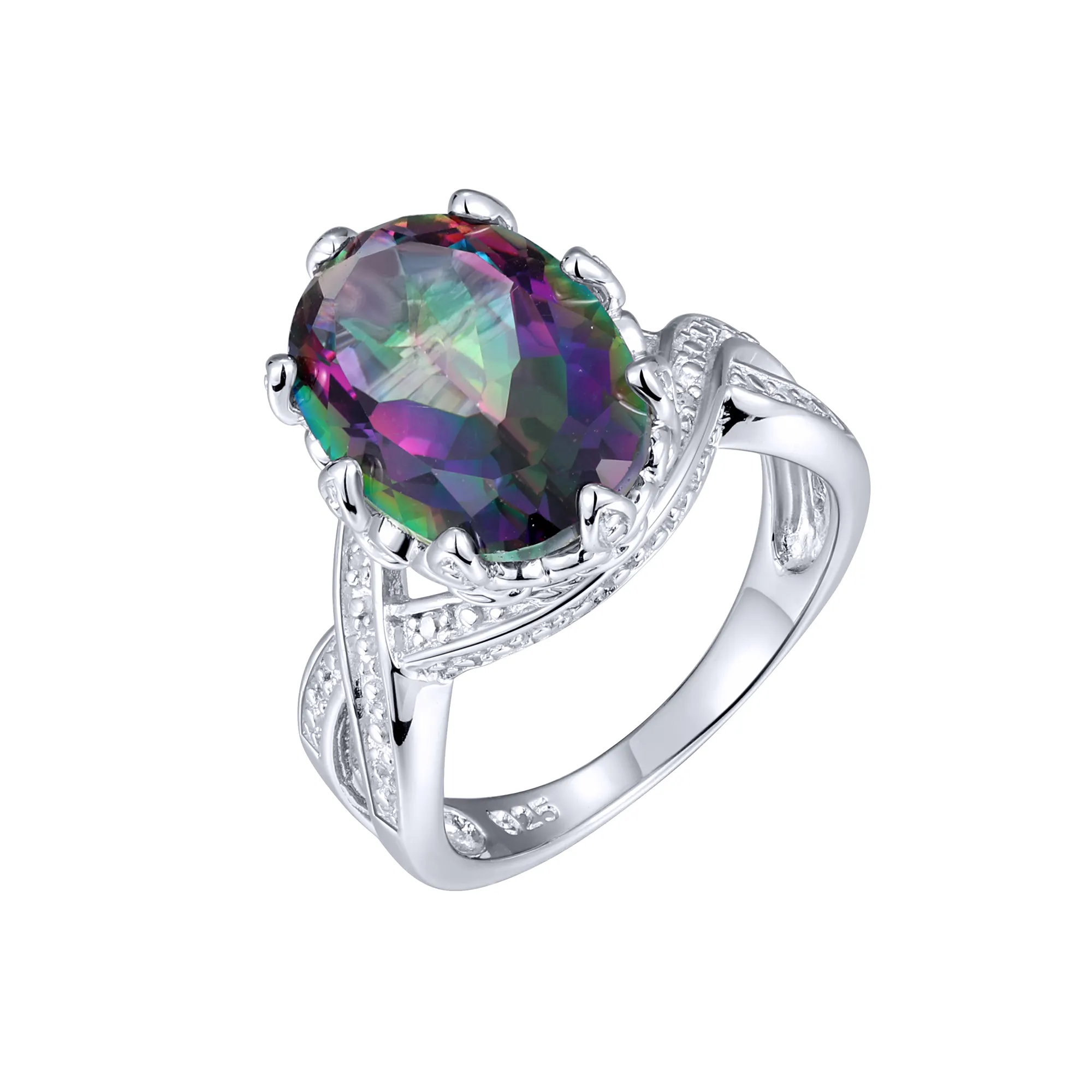 Anillo de piedras preciosas de lujo a la moda hecho a mano personalizado anillo de Plata de Ley 925 joyería