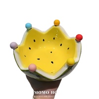 Ensemble de fourchettes en céramique créatives, plat à fruits en forme de pastèque, vaisselle à motif végétal, compatible lave-vaisselle, style américain, grande capacité, pour table basse de salon