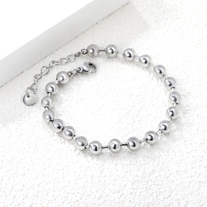 Beaded <b>Bracelet</b> 18k Stainless Steel Gold <b>Ball</b> Chain Unisex Jewelry Fashion Accessory - Product Image 3