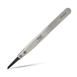 Vetus ESD Tweezers ESD249 Antistatic Flat Nose Stainless Steel <b>Precision</b> <b>Tool</b> - Product Image 1