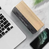 Speaker Portabel kayu BT 5.0, pengeras suara jam Alarm tampilan LED radio FM meja Desktop Sub woofer mendukung TF AUX USB Radio FM