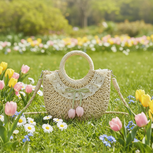 Borsa da Spiaggia di Lusso in Paglia Intrecciata, Borsa a Mano da Donna per Matrimoni e Stile <span class=keywords><strong>Boho</strong></span> - Product Image 2