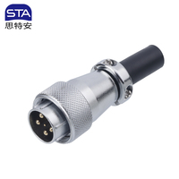 Conector de Cable de Alimentación para Aviación WS20 IP68 Impermeable, Macho y Hembra, Tipo TQ/Z con Brida Cuadrada, 2, 3, 4, 5, 6, 7, 8, 9, 12, 15 Pines