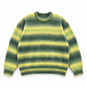 <span class=keywords><strong>Pull</strong></span> en mohair rayé 7GG pour homme, col rond brossé et duveteux, coupe ample, style grunge streetwear, vêtement tricoté rétro - Product Image 2