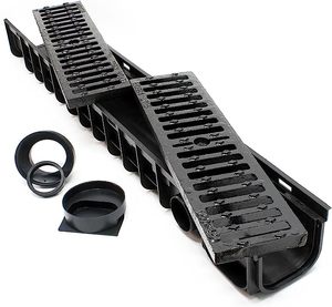 Canal de terraza de hierro fundido moderno de 1m con acabado galvanizado 12,5 T Jardín Balcón Piscina Cubierta de drenaje Rejilla - Product Image 1